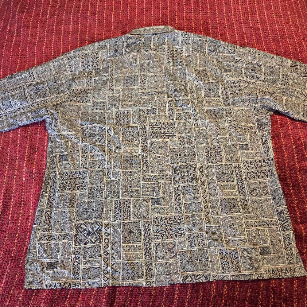 Tori Richard 2XL Short-Sleeve Button Shirt Cotton Lawn Tribal Geometric Hawaii - Picture 7 of 10